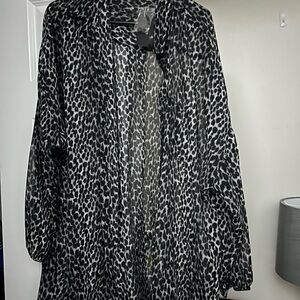 Leopard Print Sheer Blouse